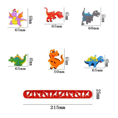 Dinosaur Party Goodie Bags Fillers Tattoo Keychain Rubber Slap Bracelet Dino Ring Kids Dinosaur Birthday Party Supplies Gift Toy