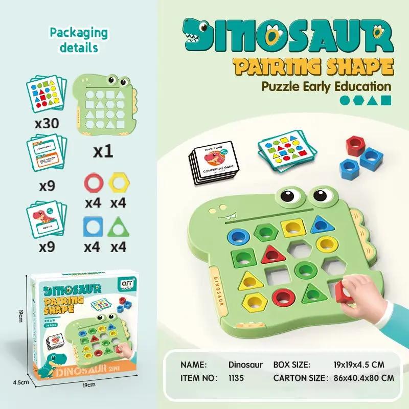Dinosaurs Collide, Geometric Shapes Pair, Puzzle Thinking Training, Parent-Child Early Education, Interactive Tabletop Game Toys