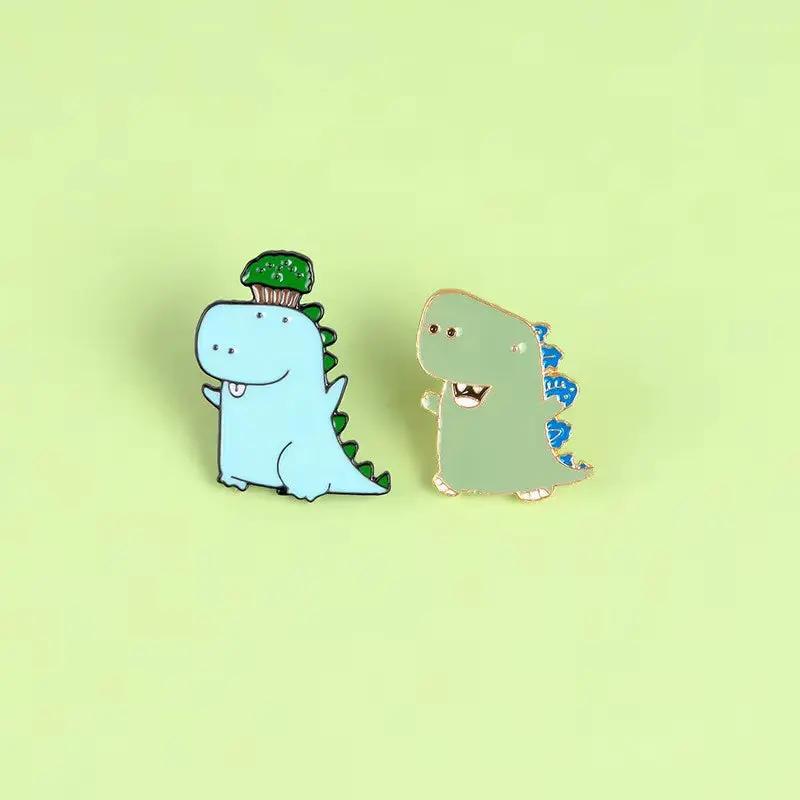 Dinosaur Series Enamel Pins Book Skate Rock LGBT Animal Brooches Lapel Badges Funny Cartoon Jewelry Gifts for Children Wholesale