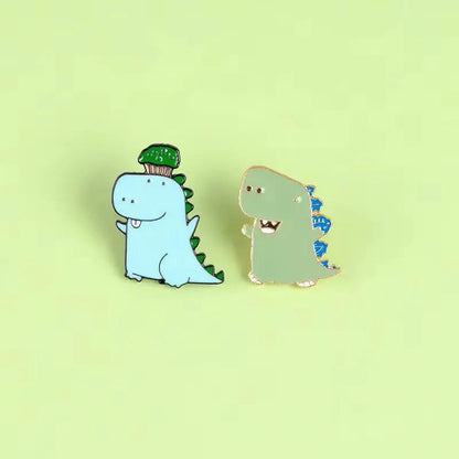 Dinosaur Series Enamel Pins Book Skate Rock LGBT Animal Brooches Lapel Badges Funny Cartoon Jewelry Gifts for Children Wholesale