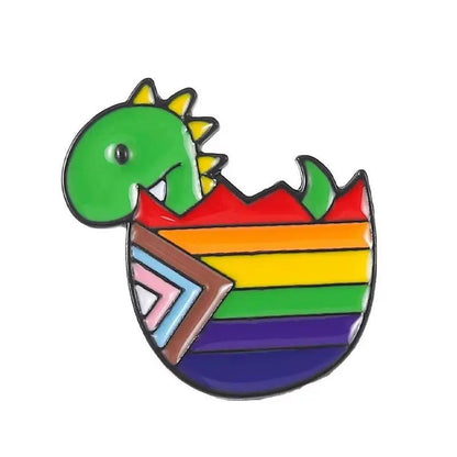 Dinosaur Series Enamel Pins Book Skate Rock LGBT Animal Brooches Lapel Badges Funny Cartoon Jewelry Gifts for Children Wholesale