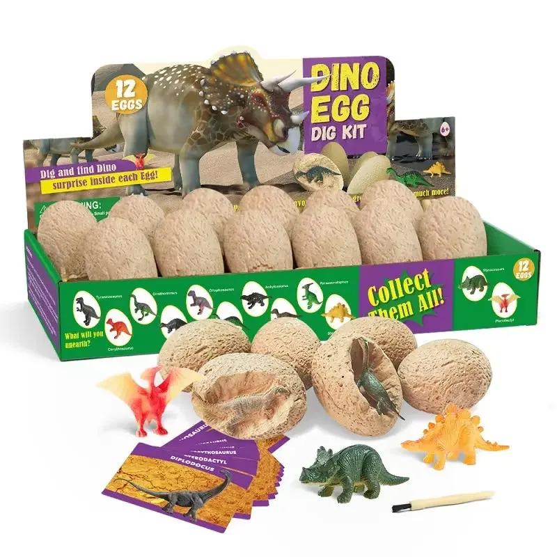 12PCS Archeological Dig up Dinosaur Egg Fossil Excavation Toy Kid Scientific Mining DIY Dino Egg Multiplayer Party Favors Toys