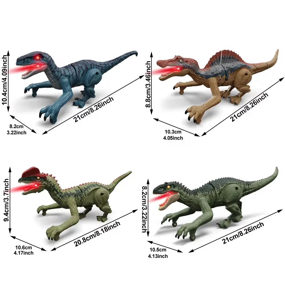 Remote Control Dinosaur Toys RC Electric Walking Jurassic Dinosaur Simulation Velociraptor Toy with LED Light Roaring for Kids