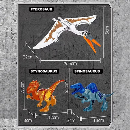 Cretive 2In1 Dinosaur Escape Adventure Pterosaur Chase Scene with Helicopter Building Blocks Model Bricks Assembly Toy Kids Gift
