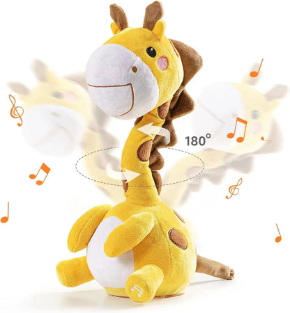 Dancing Talking Dinosaur Toy Mimicking Twisting Electronic Soft Plush Giraffe Toy with Record Repeating What You Say Singing