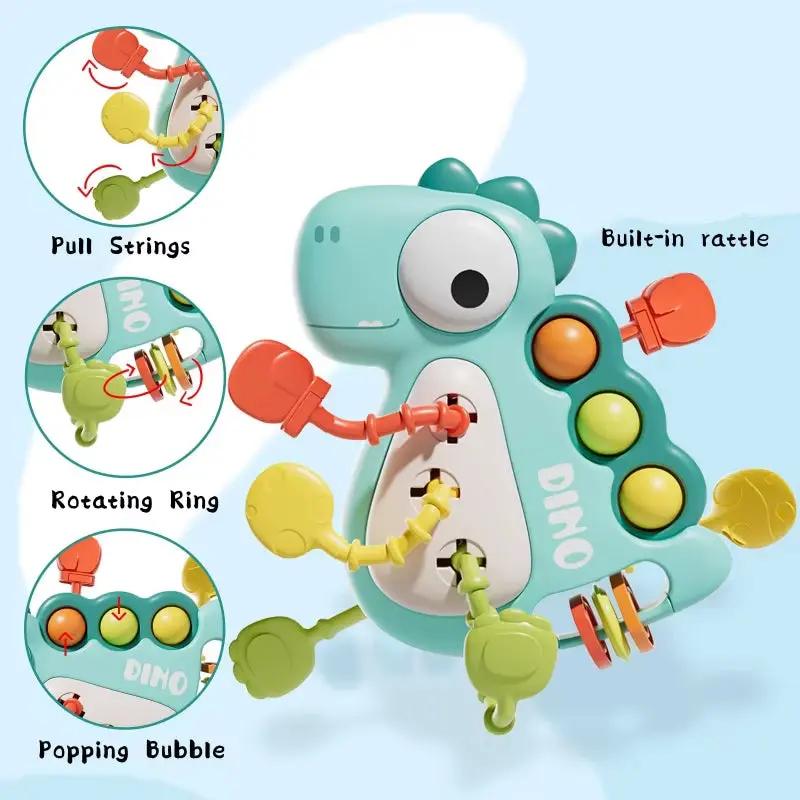 Montessori Toys for Babies 6 12 Months Dinosaur Pull String Toys Newborn Sensory Teething Toys Baby Fine Motor Development Games