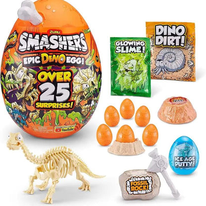 New Surprise Doll Smashers Epic Dino Egg Collectibles Triceratops Series 3 Dino by ZURU with over 25 Surprises Gift for Boy
