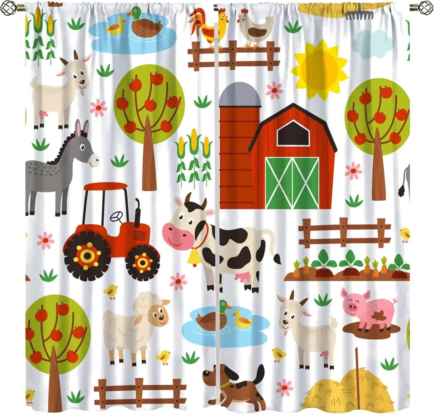 Toddler Dinosaur Curtains, Blue Cartoon Forest Plant Jurassic Cute Dinosaur Animal Windows Treatments Drapes for Boys Kids