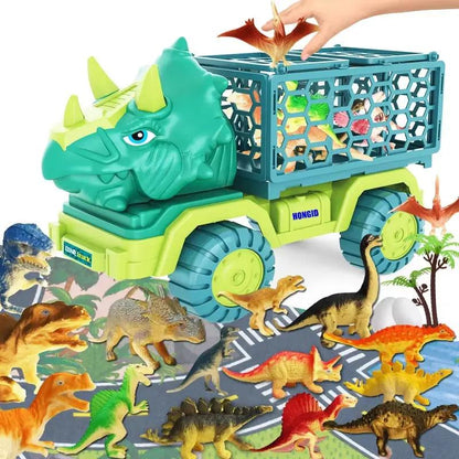 Dinosaur Truck Toys for Kids, Triceratops Car Toy Large Activity Play Mat, Dinosaur Eggs, Dinosaur Play Set for Boys and Girls