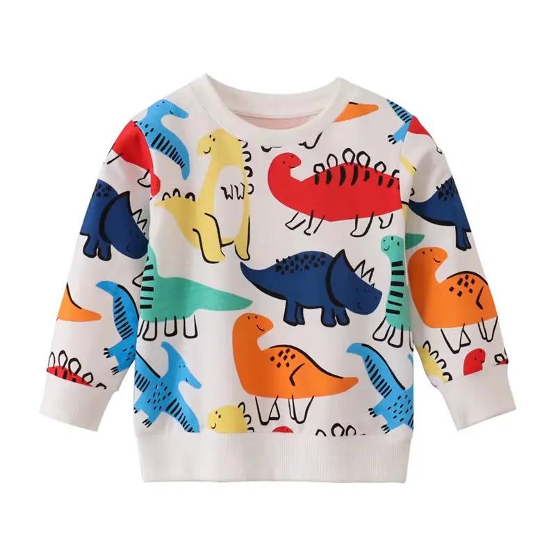 2-7T Dinosaurs Print Boys Sweatshirts Autumn Spring Kids Hooded Children'S Top Baby Clothes Sport Shirts