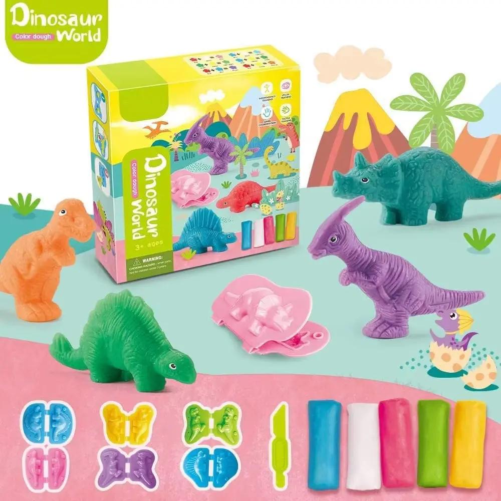 Playdough Sets for Kids, Modelling Clay, Air Dry Clay with 6 Dinosaur Mold, Polymer Clay Set, Play Dough Dinosaur Toys