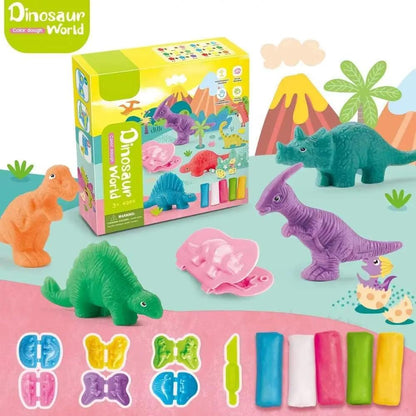 Playdough Sets for Kids, Modelling Clay, Air Dry Clay with 6 Dinosaur Mold, Polymer Clay Set, Play Dough Dinosaur Toys