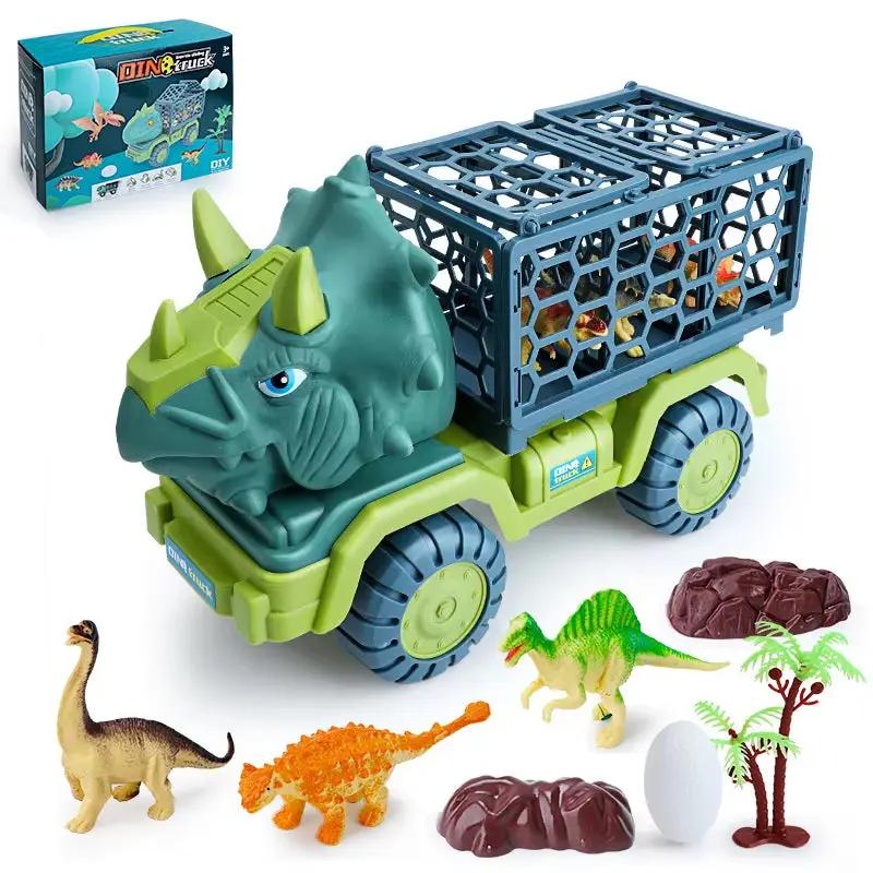Dinosaur Truck Toys for Kids, Triceratops Car Toy Large Activity Play Mat, Dinosaur Eggs, Dinosaur Play Set for Boys and Girls