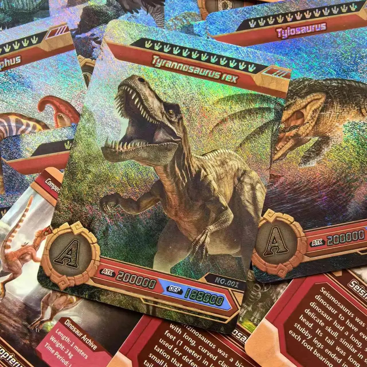 55Pcs Dinosaur Cards Flash Children'S Cognitive Christmas Present