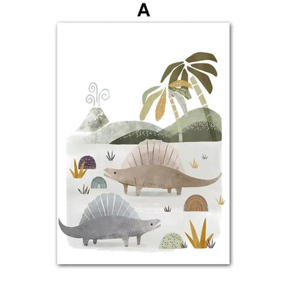Dinosaur Brachiosaurus Tyrannosaurus Triceratops Wall Art Canvas Painting Nordic Posters and Prints Picture Baby Kids Room Decor