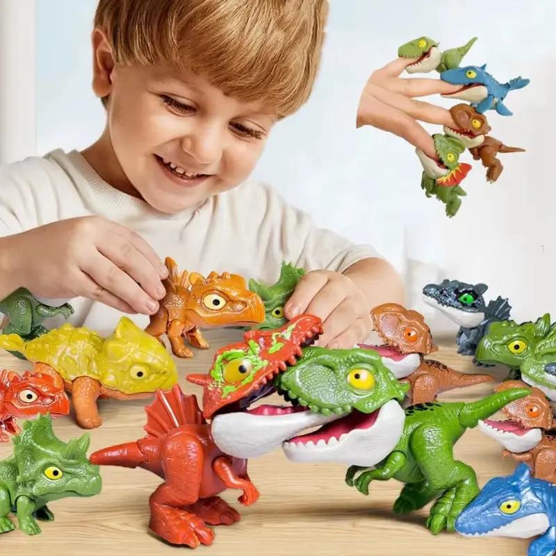 Jurassic Finger Biting Dinosaur Model Toys for Boys Triceratops Tyrannosaurus Ankylosaurus Tricky Interactive Animals Dino Toy