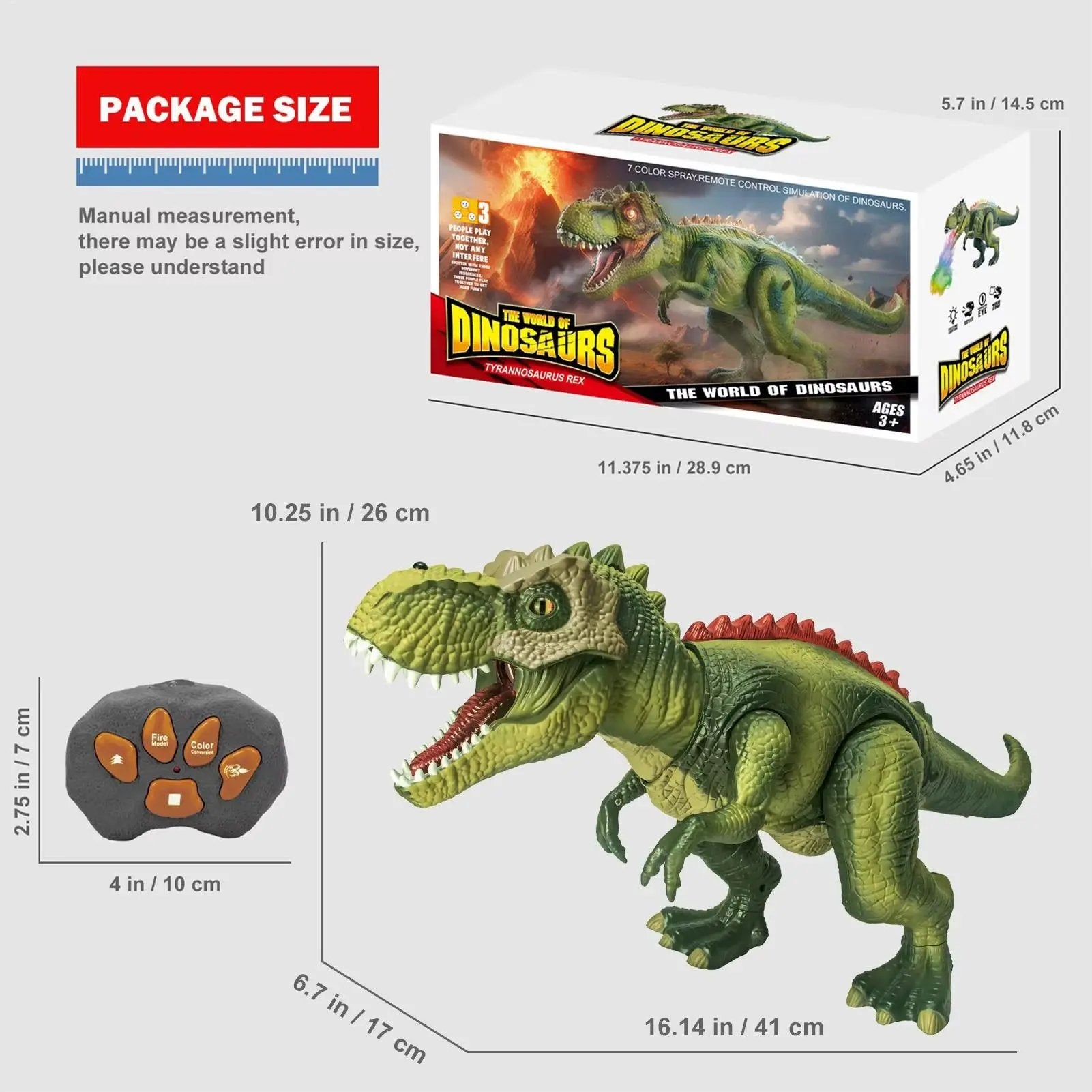 RC Walking Dinosaur Robot with Light & Spray - Interactive Toy for Backyard, Classroom & Outdoor Play - Realistic Animal Figure