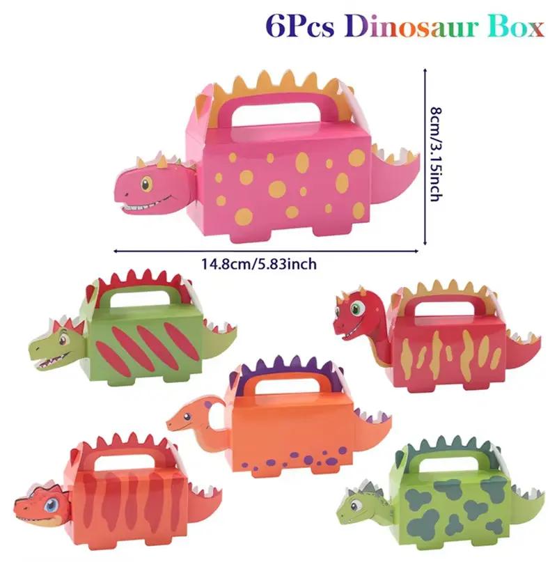 6Pcs Dinosaur Candy Boxes Happy 1St Birthday Party Decoration Kids Gifts Packaging Box Dino Baby Shower Supplies Box Bag