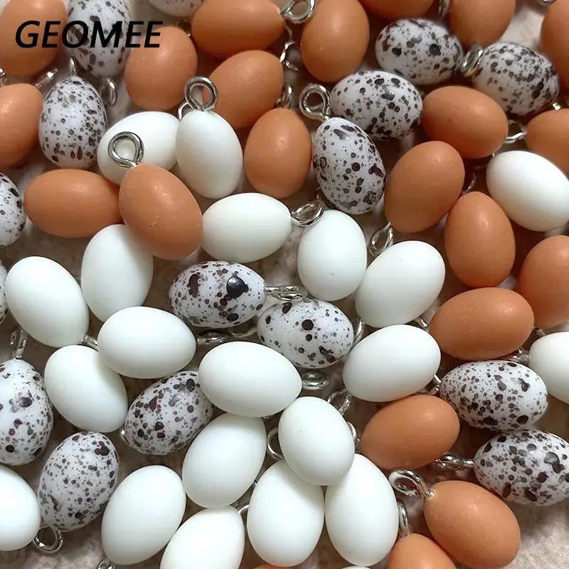 10Pcs Mini Simulated Egg Dinosaur Egg Resin Charms Funny Cute Quail Egg Pendant Diy for Earring Necklace Jewelry Make