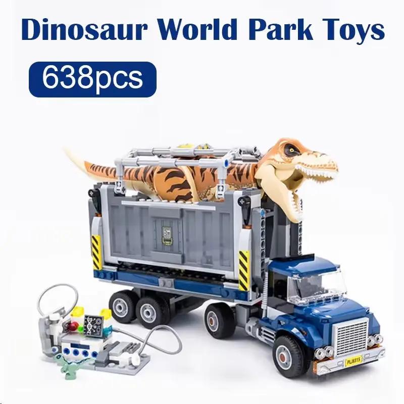 New Dinosaur Park World Building Blocks Set Dinosaur Transportation Truck DIY Toys Children Birthday Party Gift for Boy and Girl