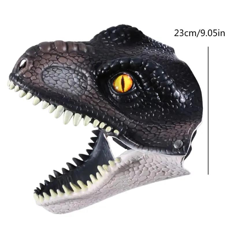 Cosplay Dinosaur Mask Realistic Tyrannosaurus Rex Masks with Moving Jaw for Party Halloween Gift for Jurassic Fans 87HA