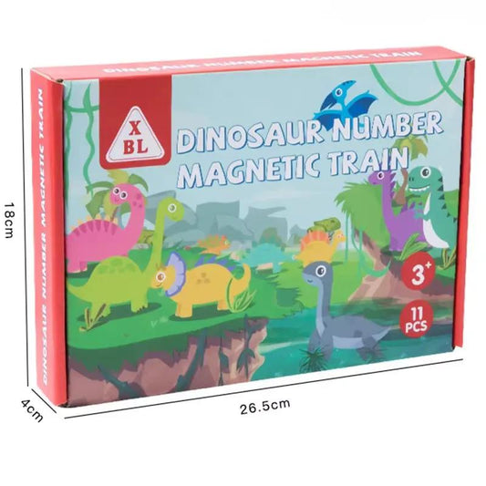 Magnetic Wooden Dinosaurs Train Set 11Pcs Number Wooden Toy Learning Cars with Numbers Color Train for Kids 2-5 Montessori Toys