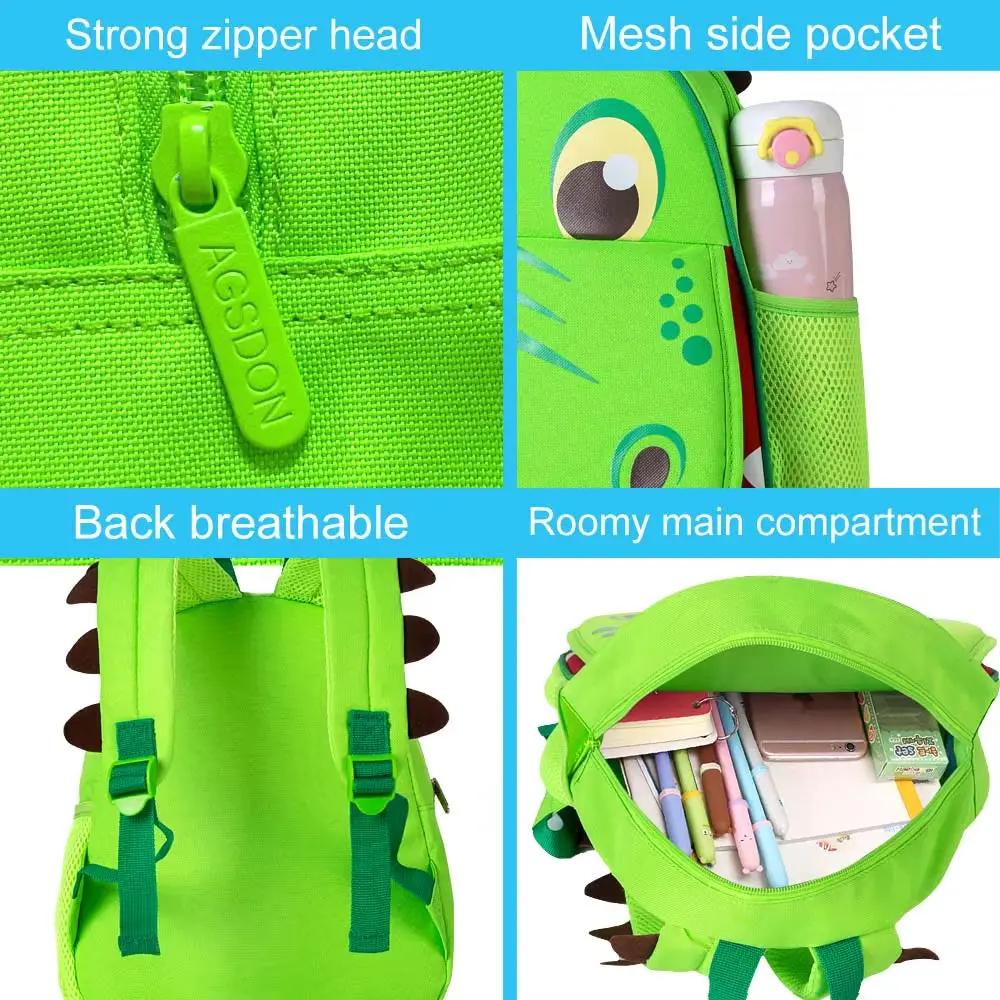 3PCS Toddler Backpack and Lunch Box for Boys, 12" Dinosaur Preschool Kids Bookbag, Cute Animal Kindergarten Schoolbag