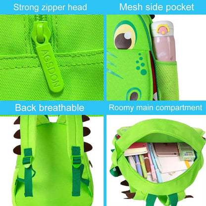 3PCS Toddler Backpack and Lunch Box for Boys, 12" Dinosaur Preschool Kids Bookbag, Cute Animal Kindergarten Schoolbag