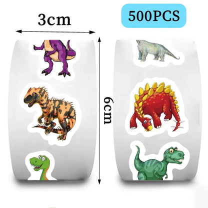 500Pcs Cute Dinosaur Pattern Reward Encouragement Sticker Roll for Kids Motivational Stickers with Cute Animals for Students