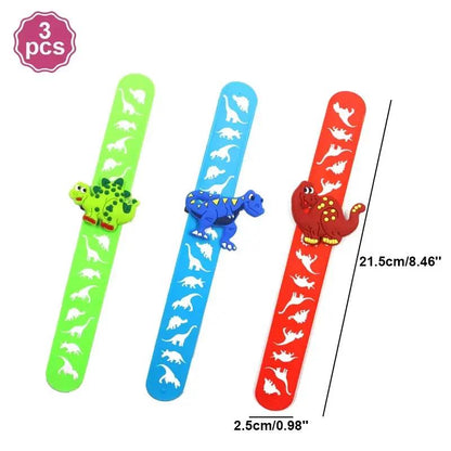 Dinosaur Party Goodie Bags Fillers Tattoo Keychain Rubber Slap Bracelet Dino Ring Kids Dinosaur Birthday Party Supplies Gift Toy