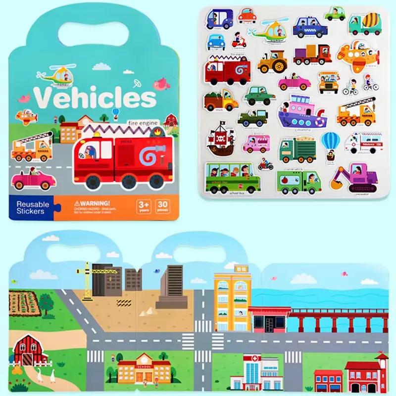 Portable Handheld Scene Sticker Books Cognitive Game Toys Animal Dinosaur Quiet Book Children Montessori Early Education Gifts
