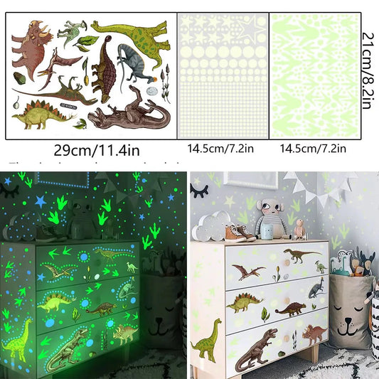 Luminous Dinosaur Wall Sticker for Kids Room Decals Glow in the Dark Removable Dino Glowing Luminous Stickers Children'S Bedroom