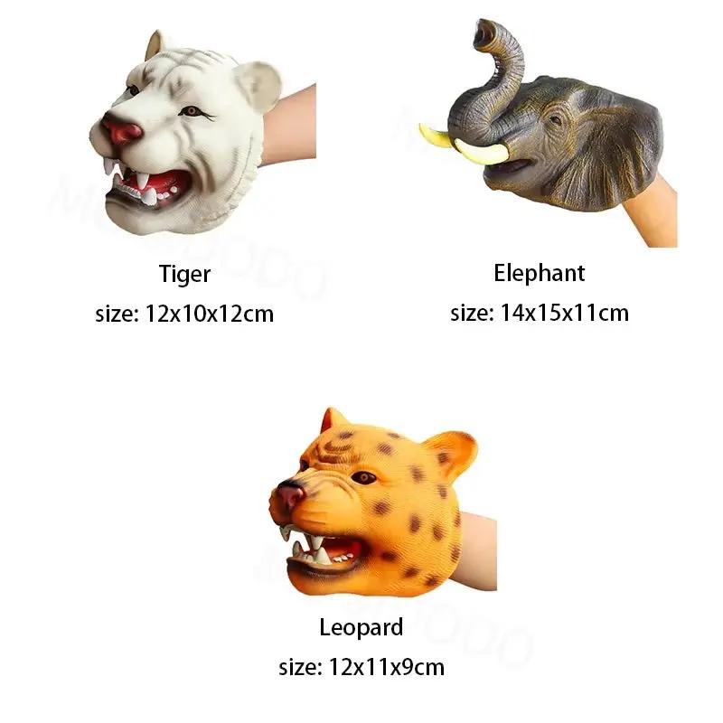 Hand Puppets Dinosaur Head Model Toy T-Rex Dino Jurass Shark Tiger Park Dolls Dinosaur Worlds Soft Plush Toy for Boys Kids Gifts