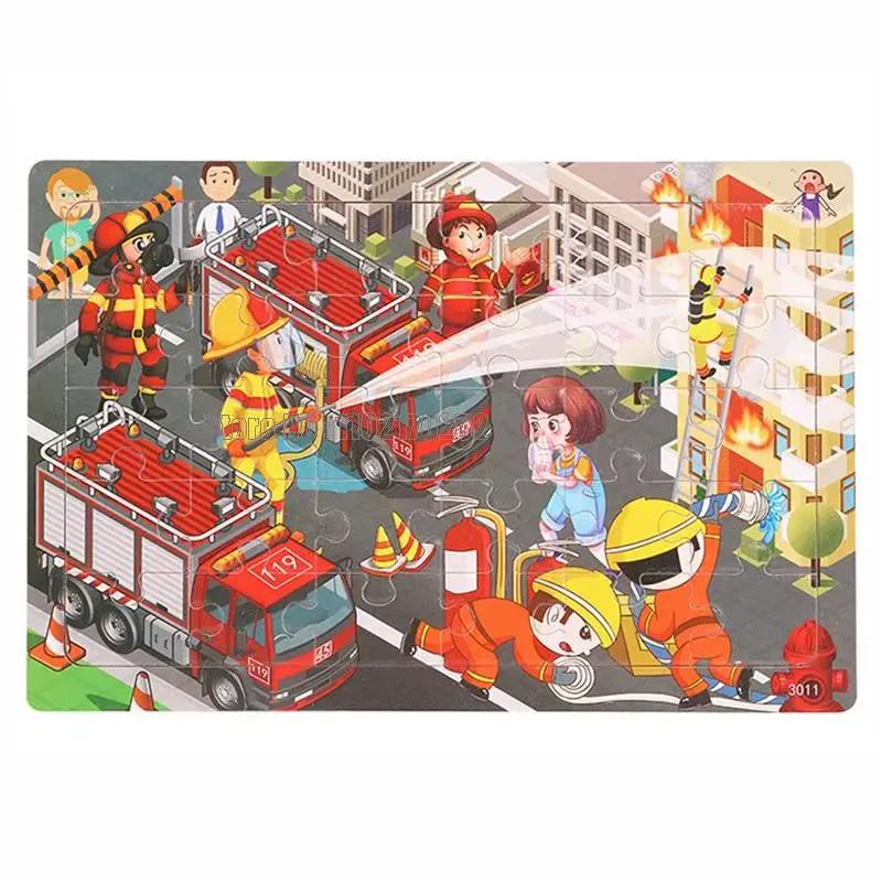 30Pcs Animals Dinosaur Puzzle Wooden Preschool Kids Cartoon Learning Educational Christmas Toys