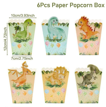6Pcs Dinosaur Candy Boxes Happy 1St Birthday Party Decoration Kids Gifts Packaging Box Dino Baby Shower Supplies Box Bag