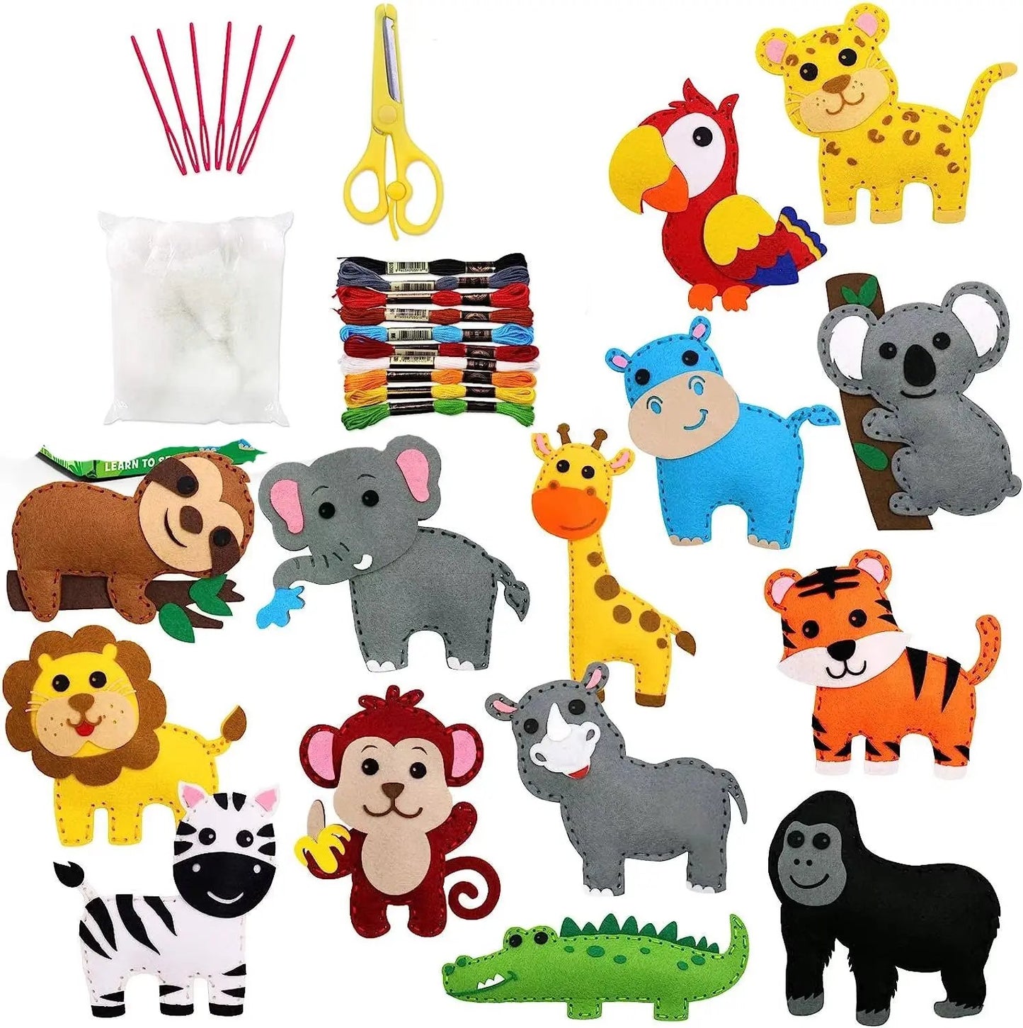 Dinosaur Sewing Craft Kit DIY Kids Craft Sew Set Educational Beginners Sewing Stuffed Christmas Sewing Craft Kit Felt Ornaments