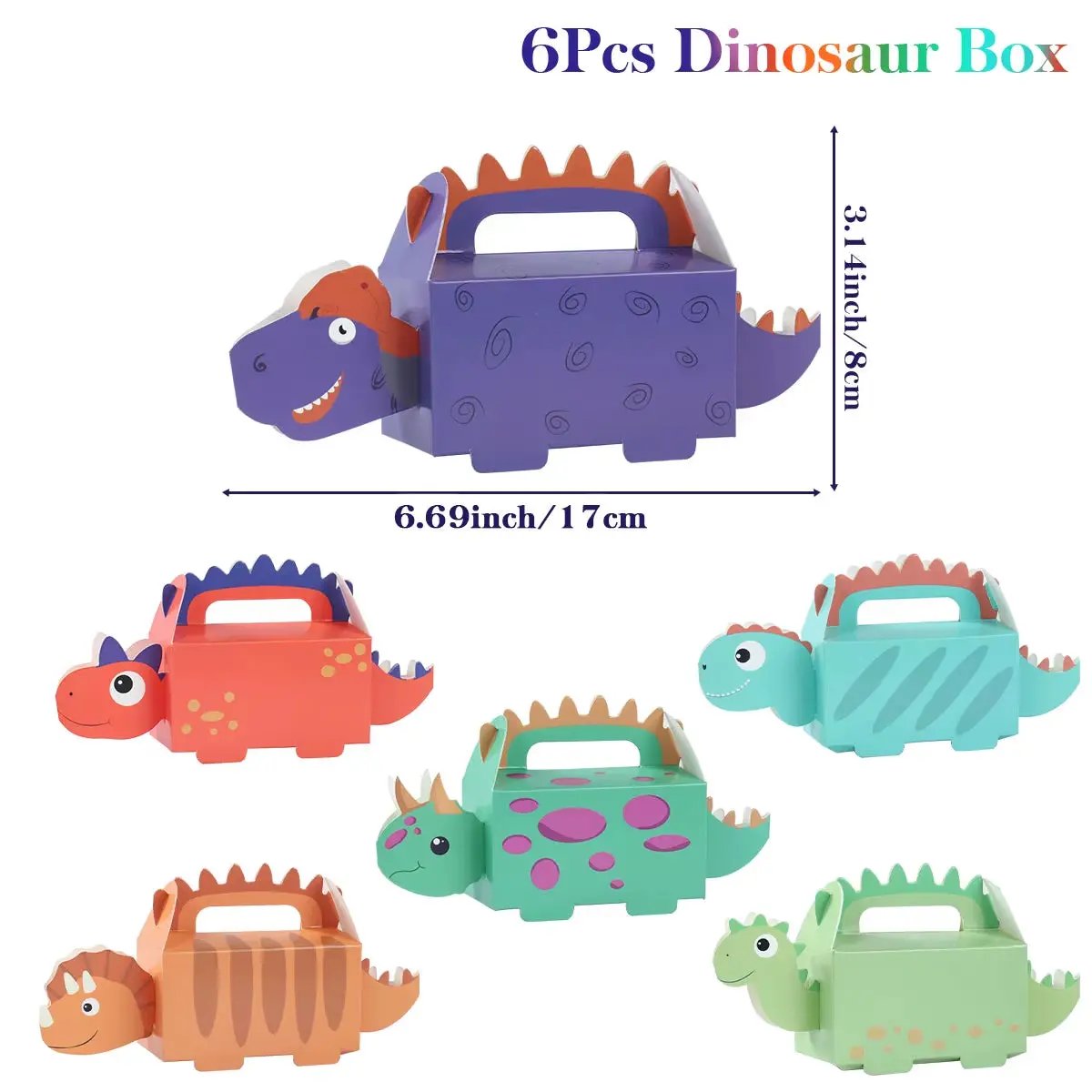 6Pcs Dinosaur Candy Boxes Happy 1St Birthday Party Decoration Kids Gifts Packaging Box Dino Baby Shower Supplies Box Bag
