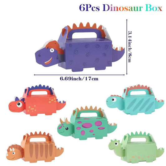 6Pcs Dinosaur Candy Boxes Happy 1St Birthday Party Decoration Kids Gifts Packaging Box Dino Baby Shower Supplies Box Bag