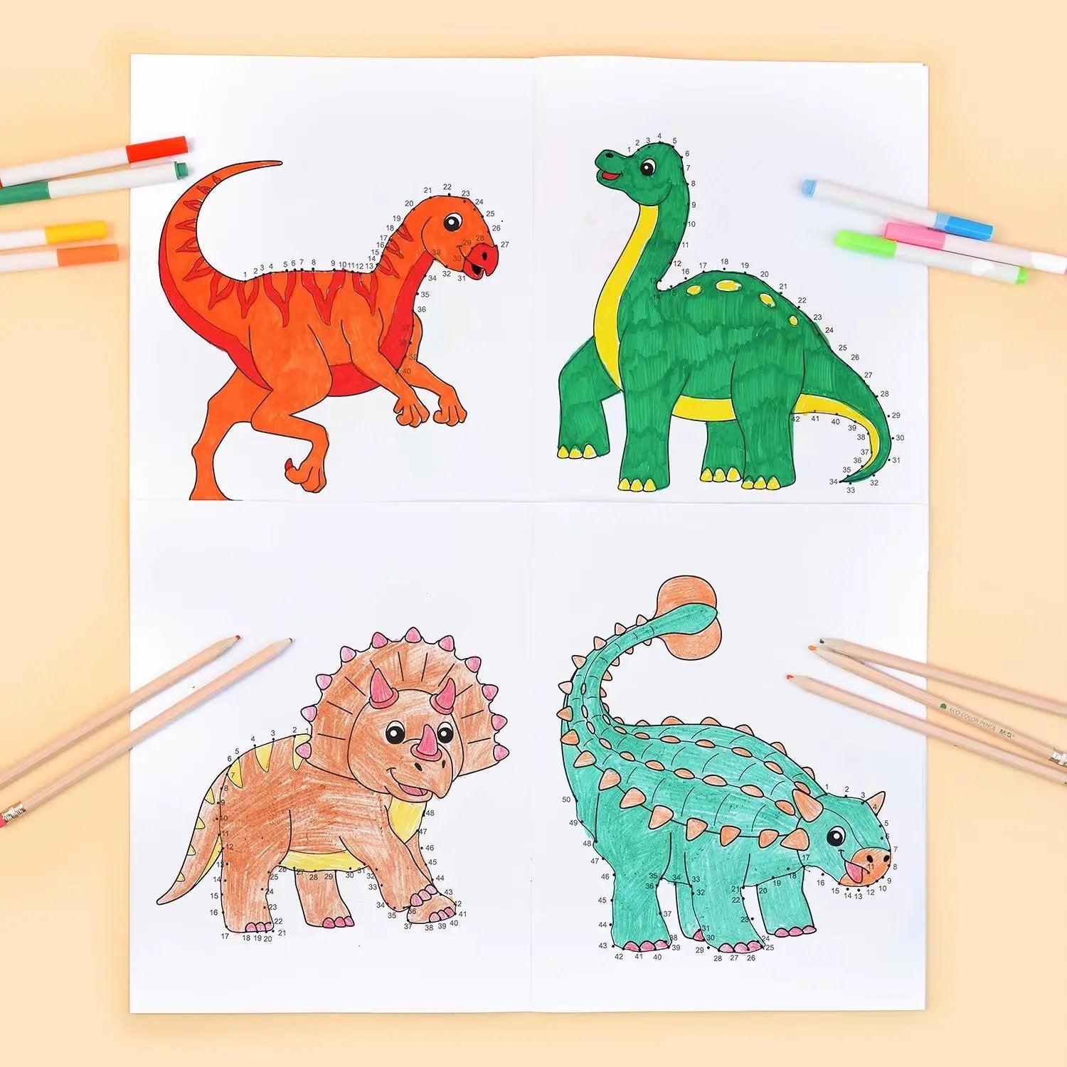 2-In-1 Jumbo Dot to Dot and Draw Activity Book - Connect the Dots to Create Dinosaurs, Tracing, Coloring, Counting Practice Book