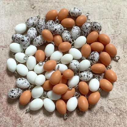 10Pcs Mini Simulated Egg Dinosaur Egg Resin Charms Funny Cute Quail Egg Pendant Diy for Earring Necklace Jewelry Make