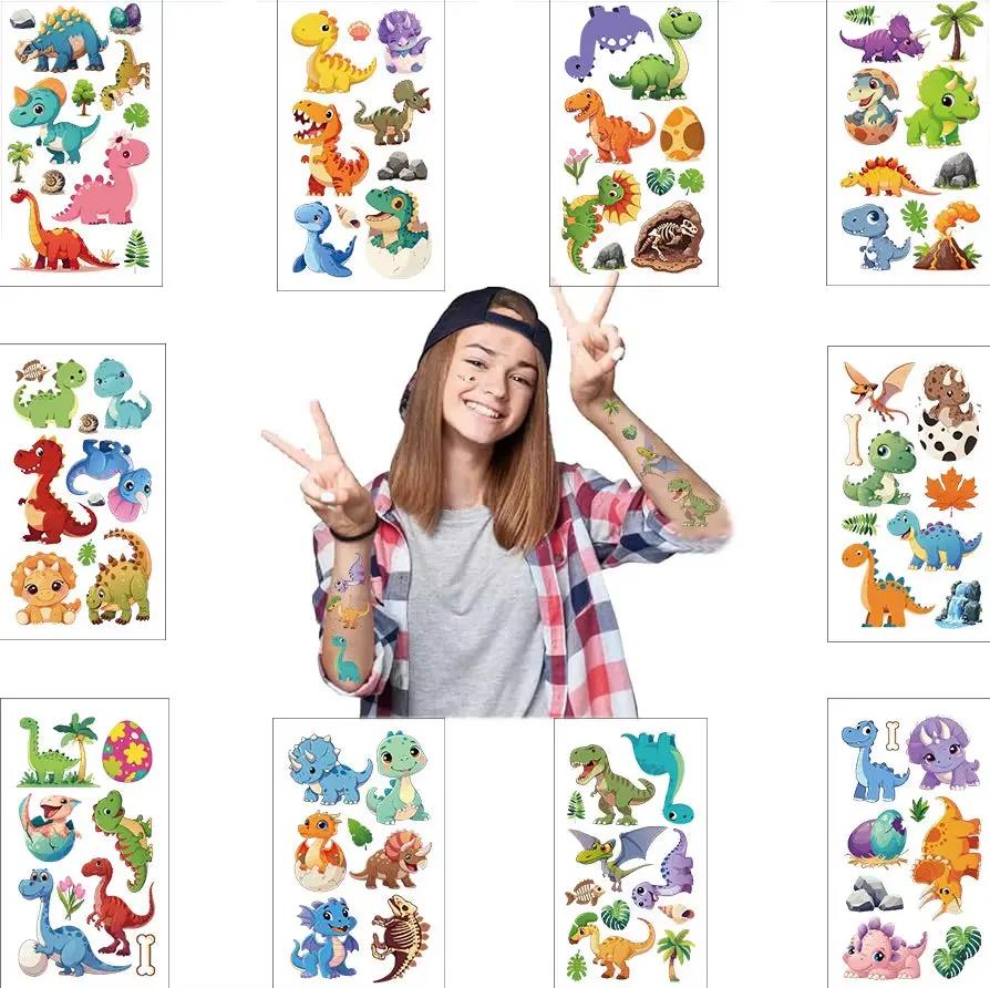 10Pcs Cartoon Dinosaur Tattoo Stickers Cute Animal Birthday Party Temporary Tattoos Sticker Pack Funny Kids Christmas Gift Toy