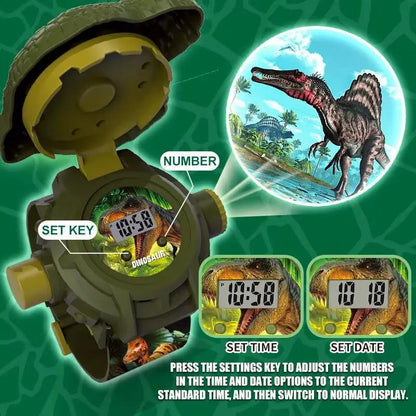 24 Prehistoric Dinosaur Images Projector Children Watches for Boys 3D Dinosaur Kids Watch Digital Clock Student Toys Gifts