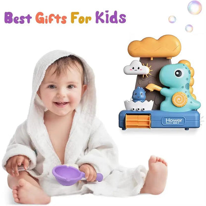 Baby Bath Toys for Kids Cartoon Dinosaur Suction Cup Dinosaur Bath Toys for Toddlers Animal Sprinkler Waterwheel Water Spray Toy