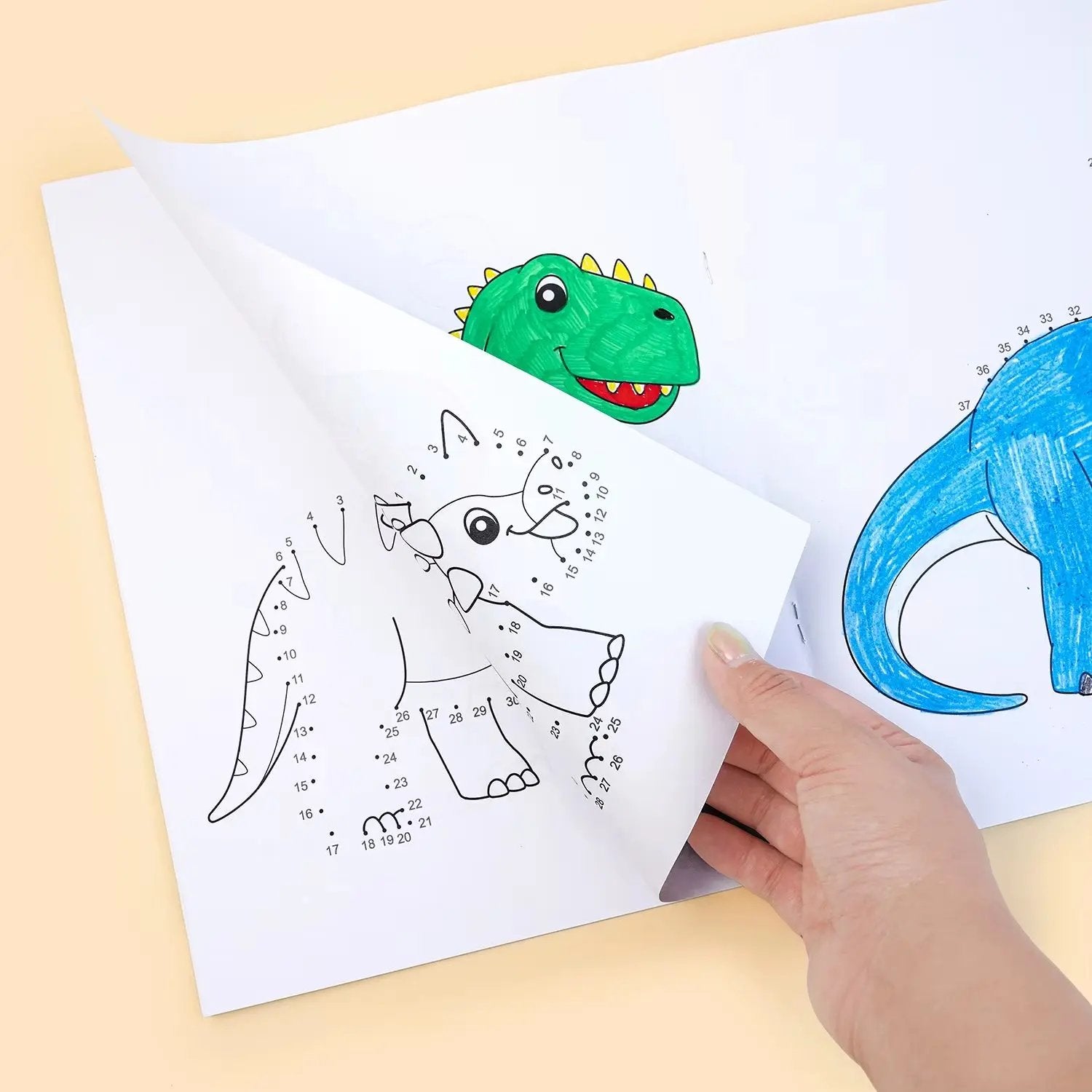 2-In-1 Jumbo Dot to Dot and Draw Activity Book - Connect the Dots to Create Dinosaurs, Tracing, Coloring, Counting Practice Book