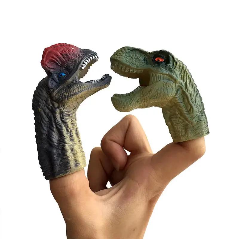 5Pcs Simulation Dinosaur Finger Puppet Toy Mini Silicone Dinosaur Model Telling Story Finger Puppet Party Toys Gift for Kid Baby