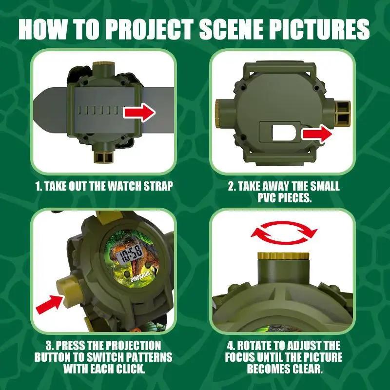 24 Prehistoric Dinosaur Images Projector Children Watches for Boys 3D Dinosaur Kids Watch Digital Clock Student Toys Gifts