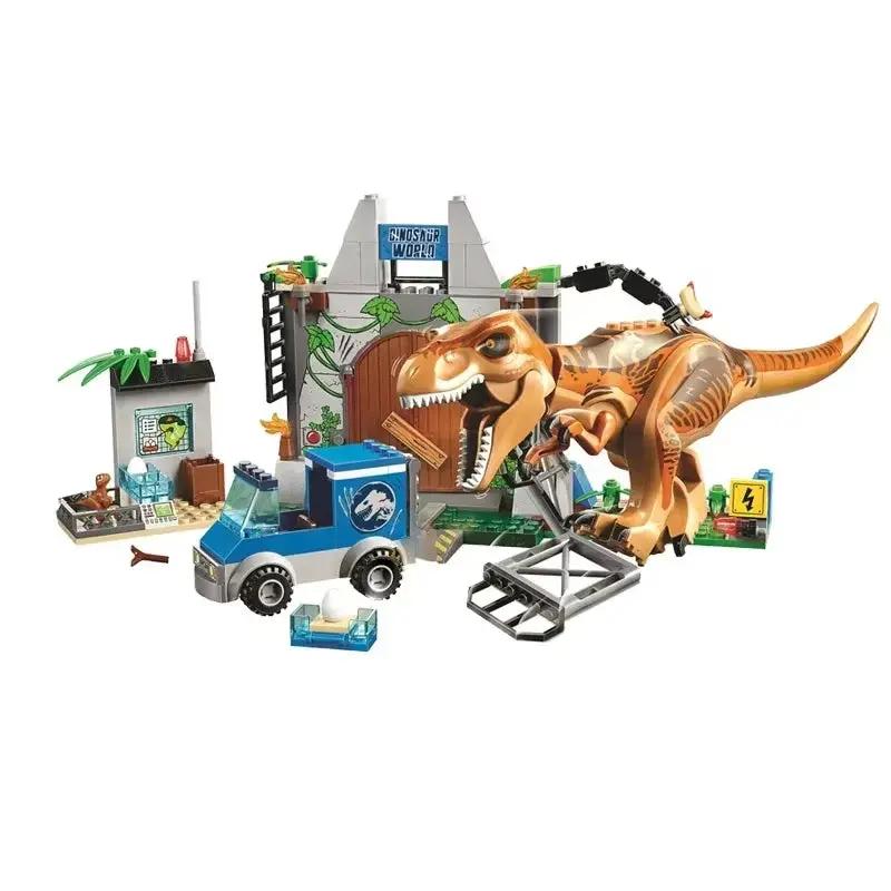 Dinosaur Escape Park World Transporter Creative Building Block Model Tyrannosaurus Toy Children Assembly Scene Boy Gift