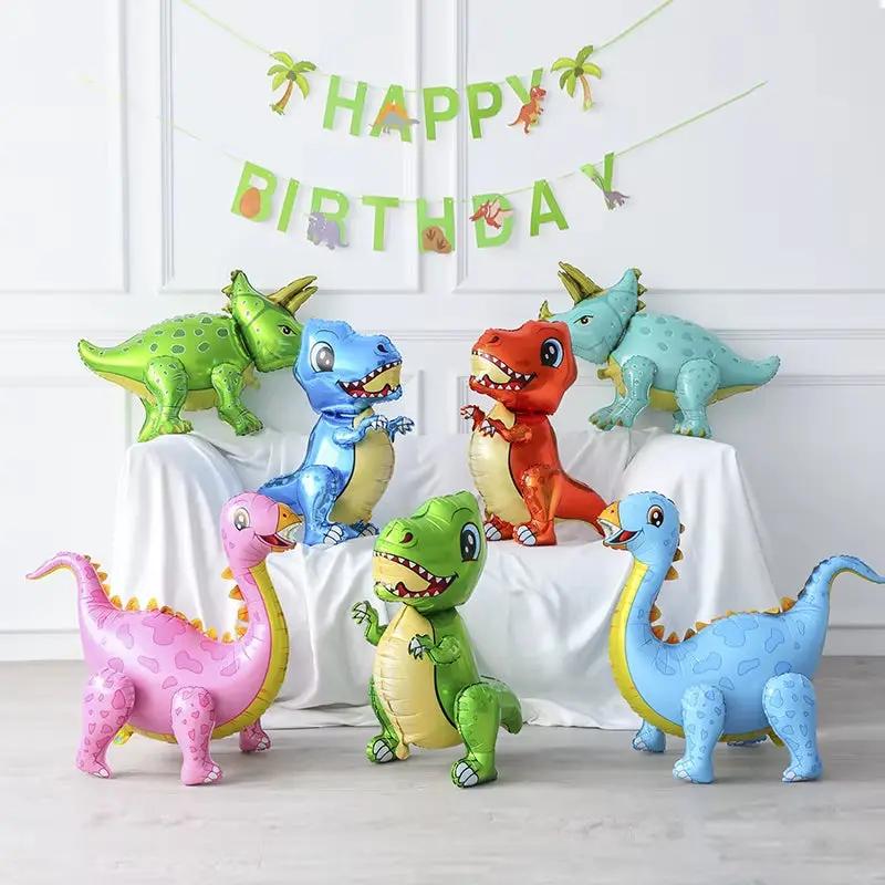 Large 4D Walking Dinosaur Balloons Jurassic Dinosaur Party Supplies Kids Birthdays Decorations Jungle Dragon Foil Globos Toys