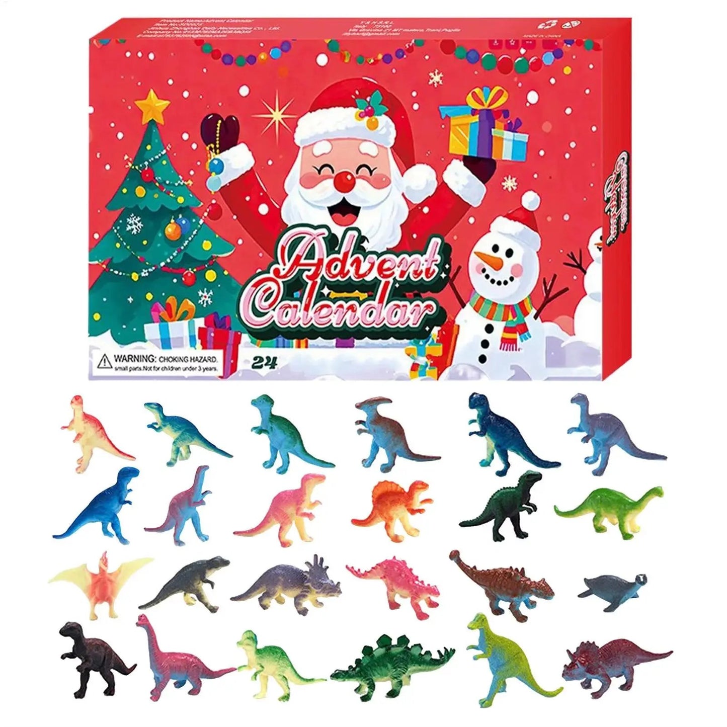 Christmas Dinosaur Countdown Calendar Ornaments 24Pcs Dinosaur Figurine Dinosaur Advent Calendar Kid Hole Fun Christmas Gift