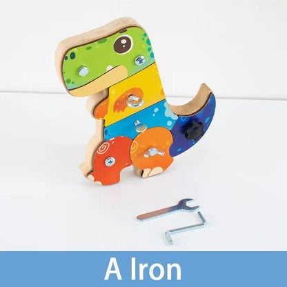 Dinosaur Screwdriver Board Montessori Toys Fine Motor Skills Sensory Screw Nut Busy Board Activity Educational Wooden Kids Toys